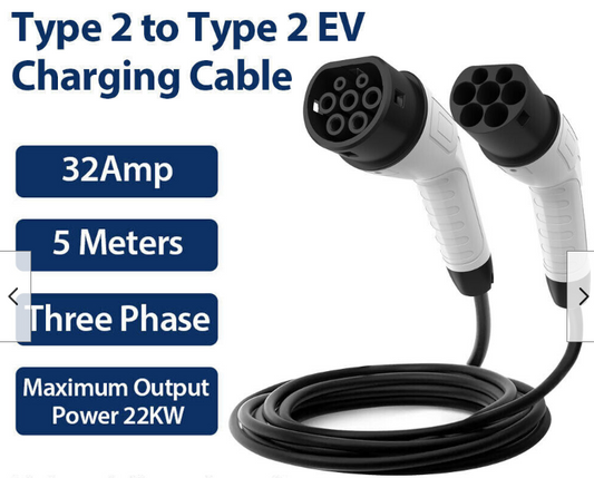Type 2 to Type 2 EV Charging Cable  |  22kW